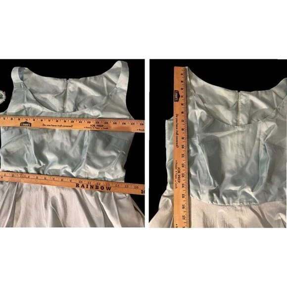 Victoria Royale Ltd. Size 12 Beaded baby Blue Evening Gown 100% silk 2pc - Picture 5 of 16